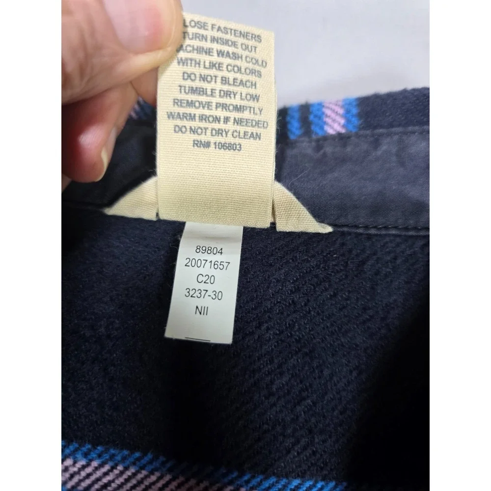 Duluth Trading Co Navy Blue Striped Heavy Cotton Overshirt Jacket‎ Shacket XL